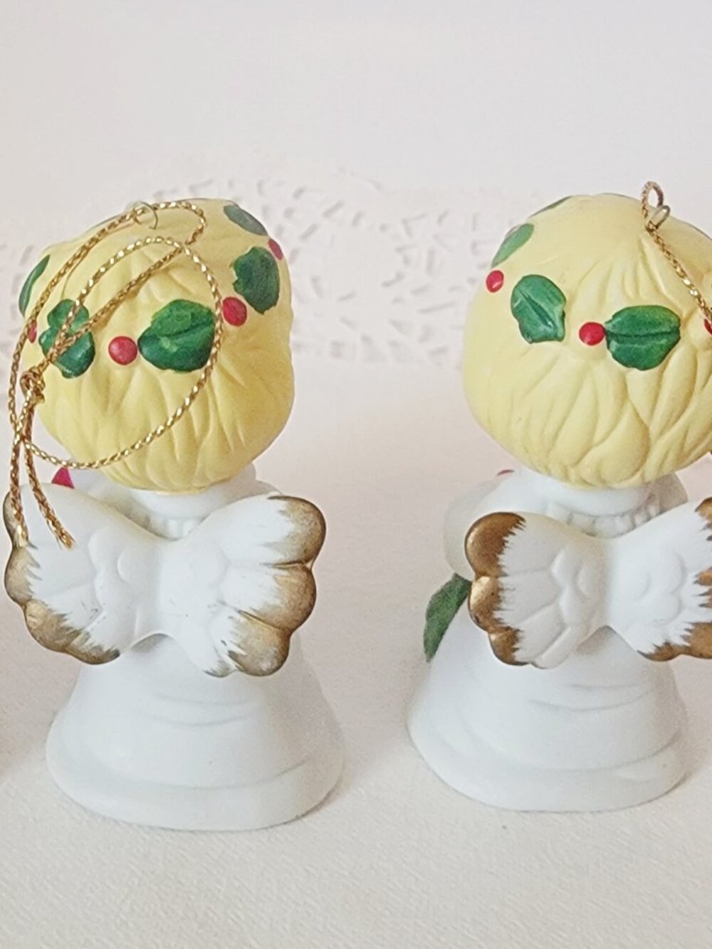 Vintage Bisque Porcelain Angel Figurine Ornaments. Made in Taiwan. Set Of Four - Picture 5 of 9